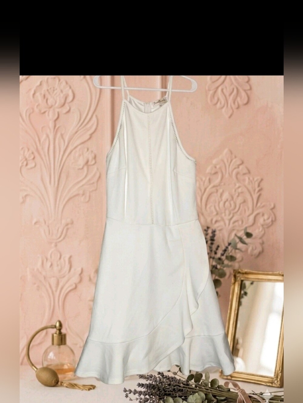 Xtraordinary White Halter Ruffle-Trim Mini Dress XS